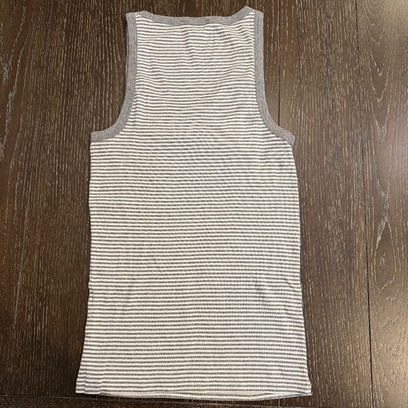 Y2K Ralph Lauren Ribbed Racerback Tank Top Gray & White Large - Picture 4 of 6